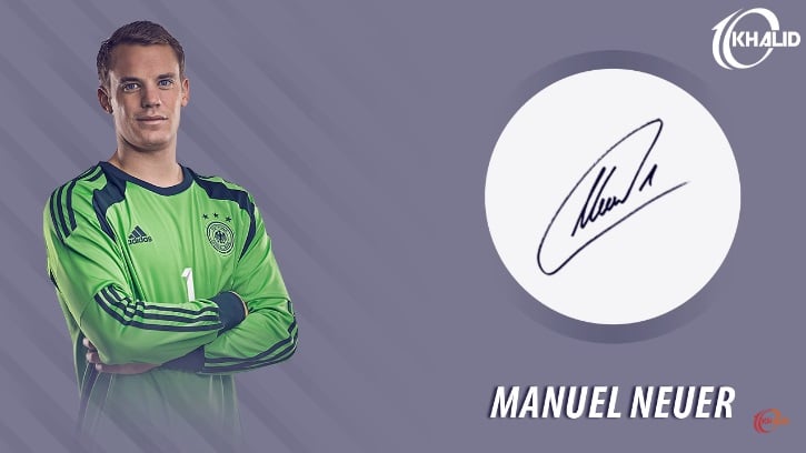 Jogadores e seus respectivos autógrafos: Manuel Neuer