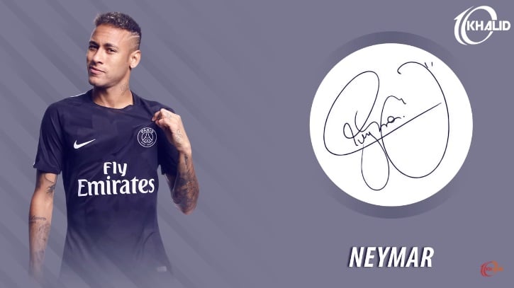 Jogadores e seus respectivos autógrafos: Neymar