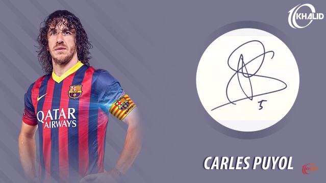 Jogadores e seus respectivos autógrafos: Carles Puyol