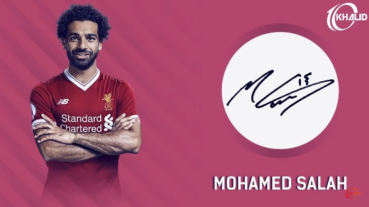 Jogadores e seus respectivos autógrafos: Mohamed Salah