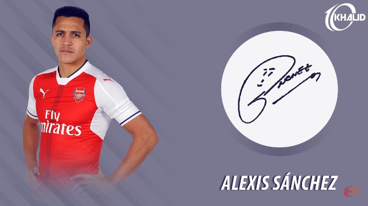 Jogadores e seus respectivos autógrafos: Alexis Sánchez