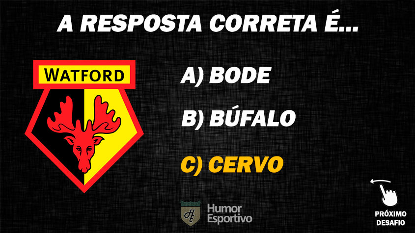 Resposta: No escudo do Watford tem um cervo