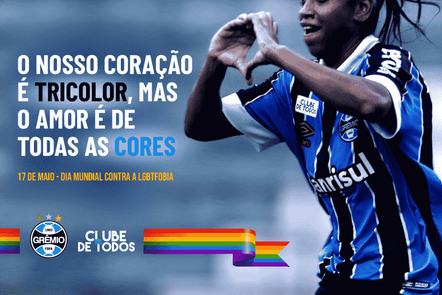 O Grêmio pediu respeito a todos, "em todas as cores", em referência à bandeira LGBT.