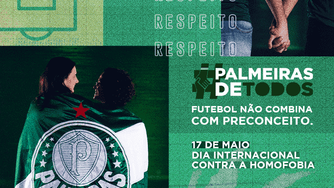 O Palmeiras escreveu que futebol é um esporte inclusivo e pediu combate à homofobia.