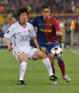 2008/2009 - Barcelona 2x0 Manchester United - brasileiros que atuaram: Sylvinho (Barcelona) e Anderson (Manchester)