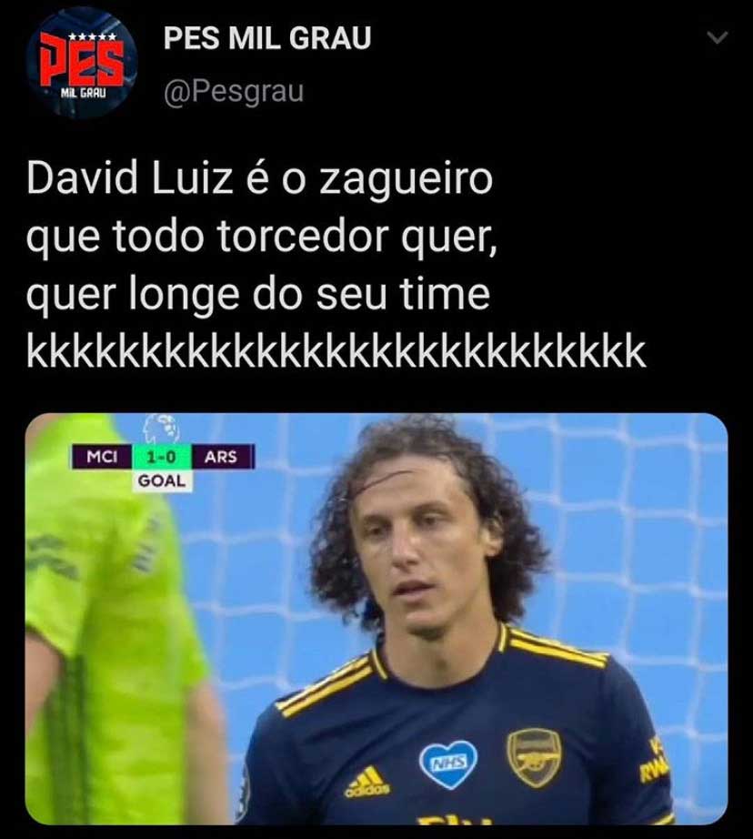 David Luiz vira piada na web após falhas contra o Manchester City