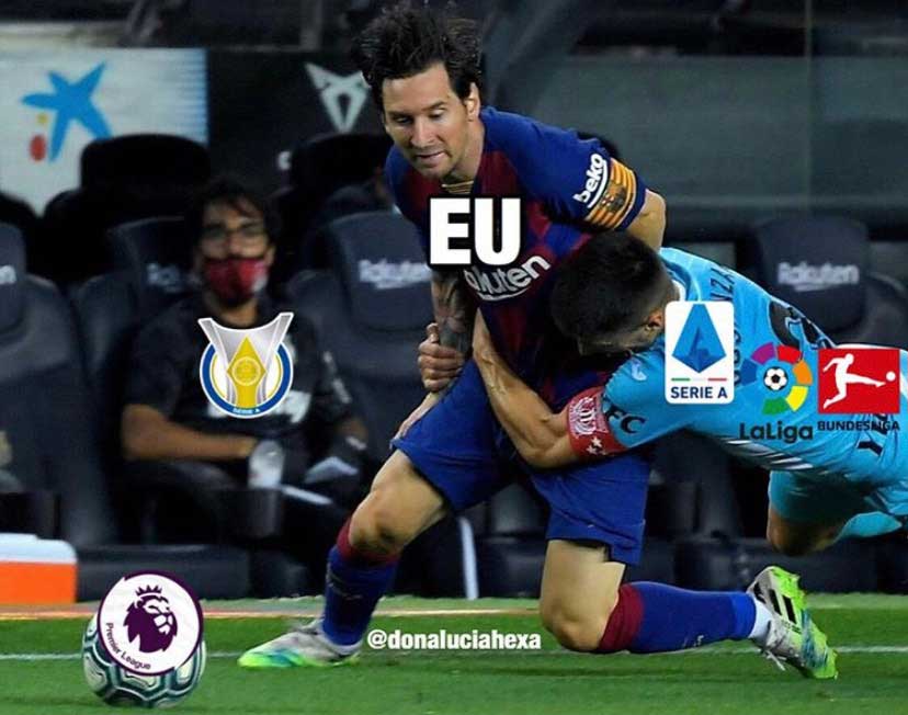 Agarrão em Messi rendeu memes nas redes sociais