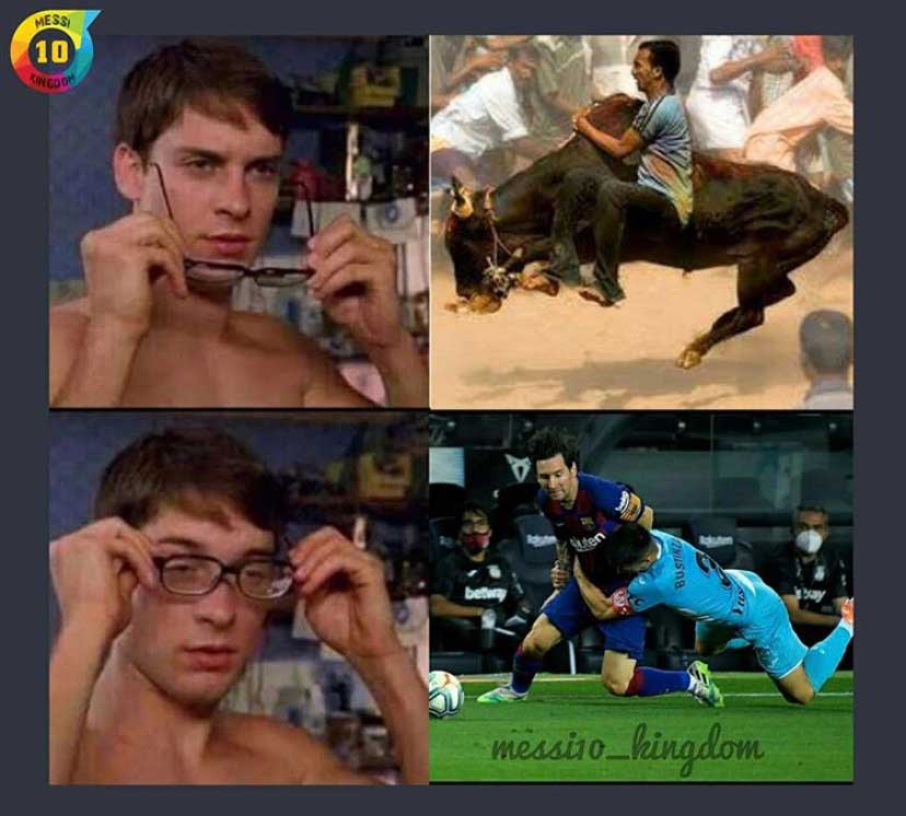 Agarrão em Messi rendeu memes nas redes sociais