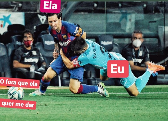 Agarrão em Messi rendeu memes nas redes sociais