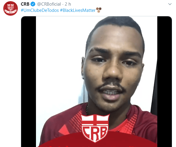 Em vídeo publicado nesta terça, o CRB também se posicionou contra o racismo, com fala de seus jogadores.