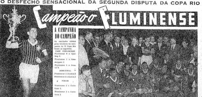Fluminense 2 x 2 Corinthians - 2 de agosto de 1952: O empate no Maracanã garantiu o título de Campeão Mundial de Clubes de 1952 ao Fluminense, já que os cariocas venceram o primeiro jogo por 2 a 0. Apesar de não ter o reconhecimento da Fifa, o Flu considera a conquista como um título mundial.
