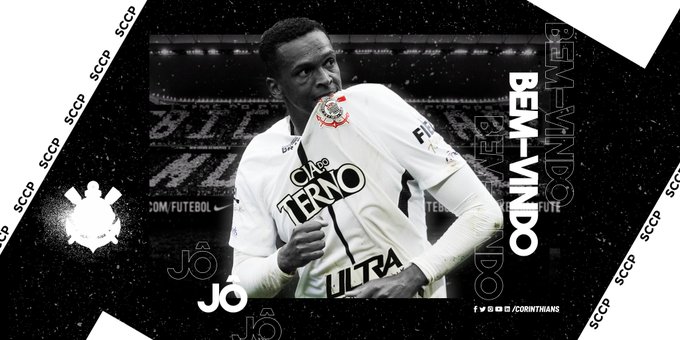 O Corinthians anunciou a chegada do centroavante Jô, que estava livre no mercado ao rescindir com o Nagoya Grampus, do Japão. Ele assinou até 2023 e usará a camisa 77 na sua terceira passagem pelo Timão.