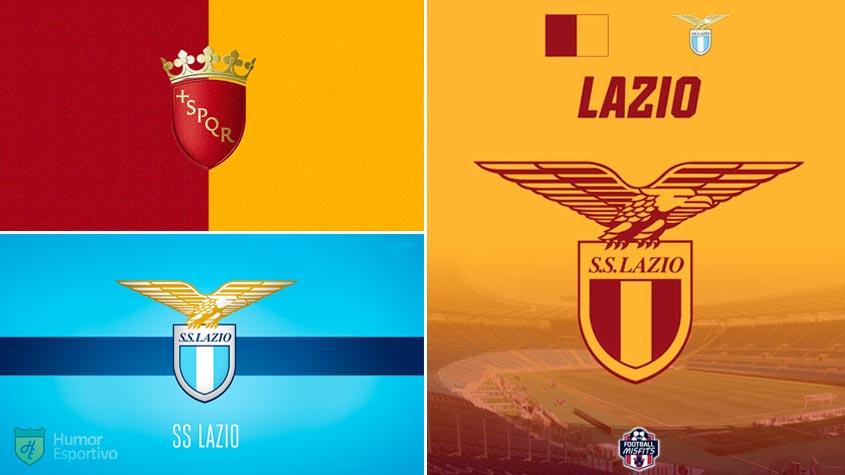 Escudo da Lazio com as cores da bandeira de Roma