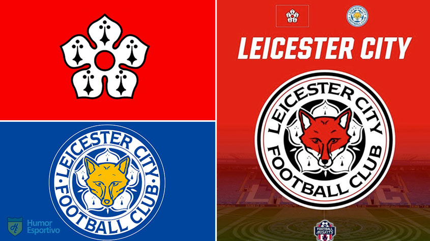 Escudo do Leicester com as cores da bandeira da cidade de Leicester