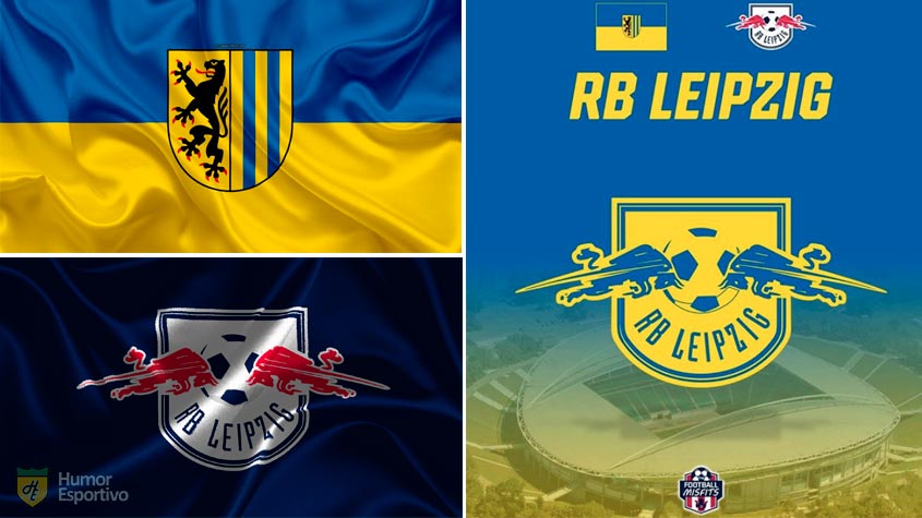 Escudo do RB Leipzig com as cores da bandeira da cidade de Leipzig