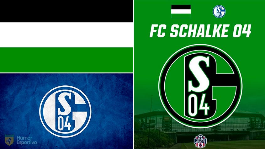 Escudo do Schalke 04 com as cores da bandeira da cidade de Gelsenkirchen 