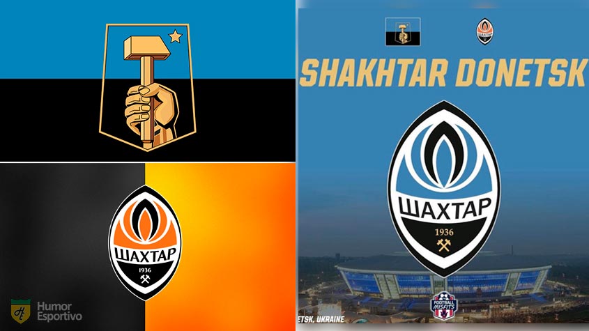 Escudo do Shakhtar com as cores da bandeira de Donetsk