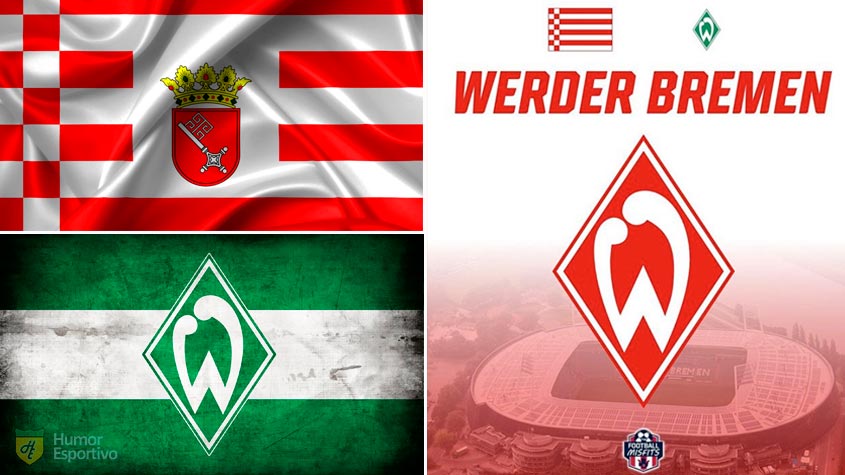 Escudo do Werder Bremen com as cores da bandeira da cidade de Bremen