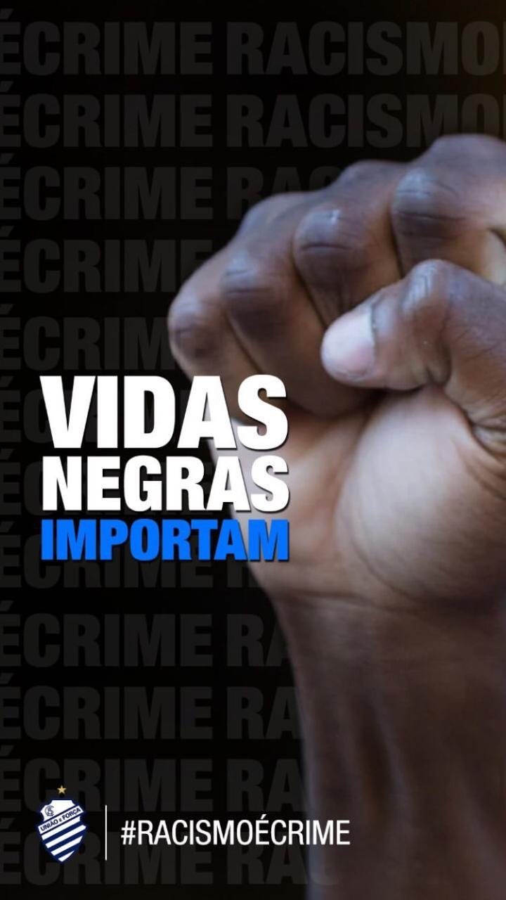 O CSA publicou uma imagem nos stories de seu Instagram com os dizeres ‘vidas negras importam’.