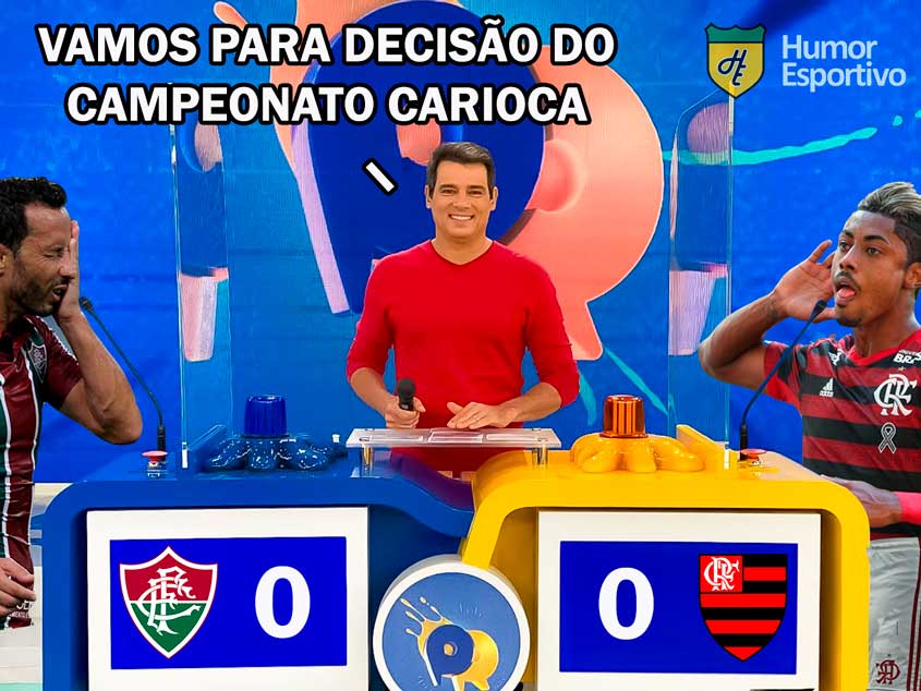 Final do Campeonato Carioca entre Flamengo e Fluminense na emissora de Silvio Santos foi sucesso de audiência e memes. Confira as melhores brincadeiras que circularam nas redes sociais durante o jogo!