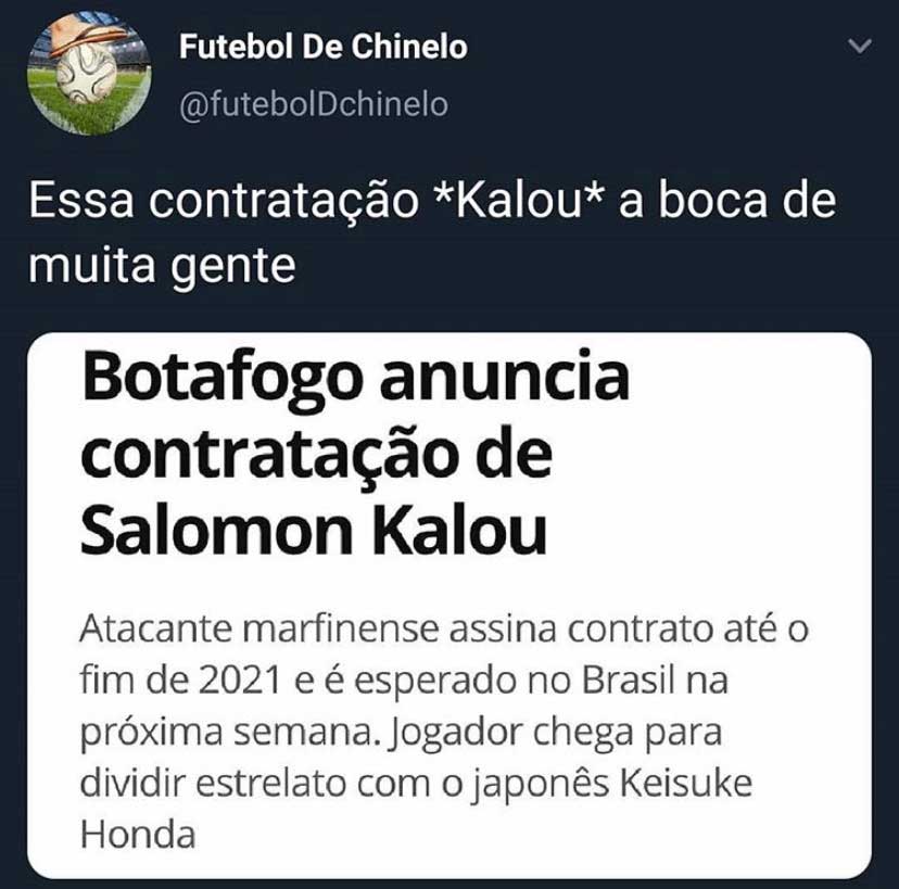 Acerto do Botafogo com Salomon Kalou rendeu memes nas redes sociais