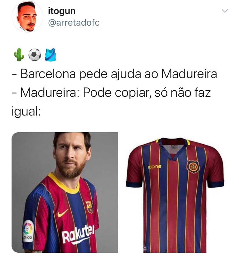 Memes: nova camisa do Barcelona rende zoeiras nas redes sociais