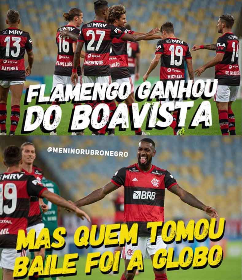 5ª rodada da Taça Rio (01/07/20) - Flamengo 2 x 0 Boavista- Em mais um jogo que ficou marcado pela guerra entre Flamengo e Globo, a Fla TV transmitiu a vitória com os gols de Pedro e Gerson