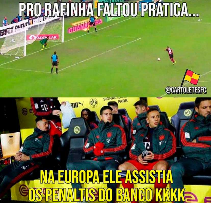 Gatorade, colete, banco... rivais provocaram lateral Rafinha, do Flamengo, afirmando que o jogador só ficava no banco do Bayern de Munique