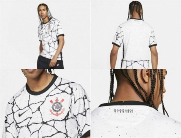 Camisa 1 do Corinthians em 2021 - Uniforme no estilo "grafite". Lançamento previsto para 15 de junho.