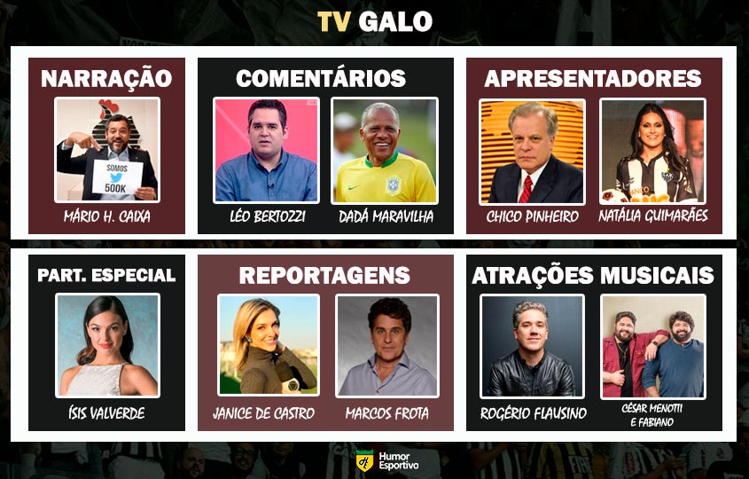 Transmissão na TV Galo somente com torcedores ilustres do Atlético-MG