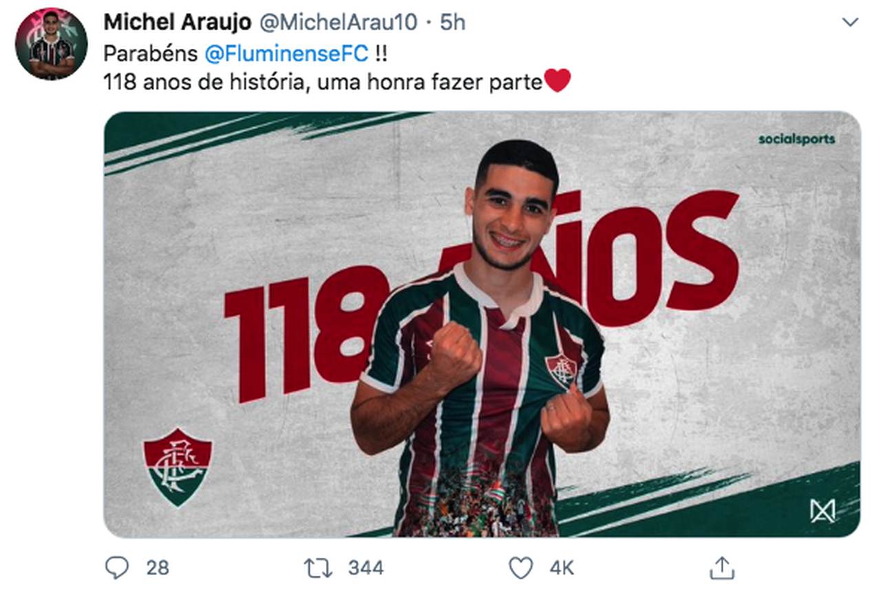 Reforço de 2020, o uruguaio Michel Araújo deu os parabéns ao Fluminense.