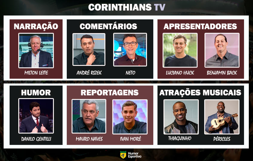 Transmissão na Corinthians TV somente com torcedores ilustres do clube