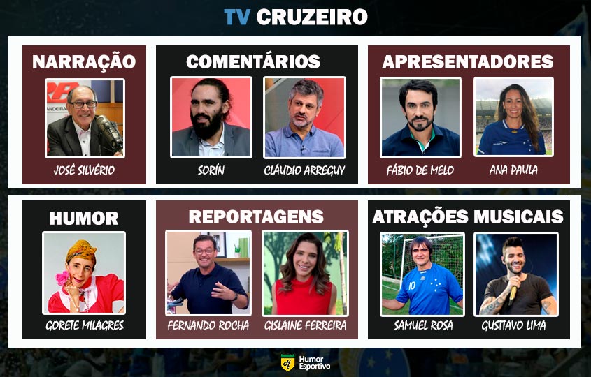 Transmissão na TV Cruzeiro somente com torcedores ilustres do clube