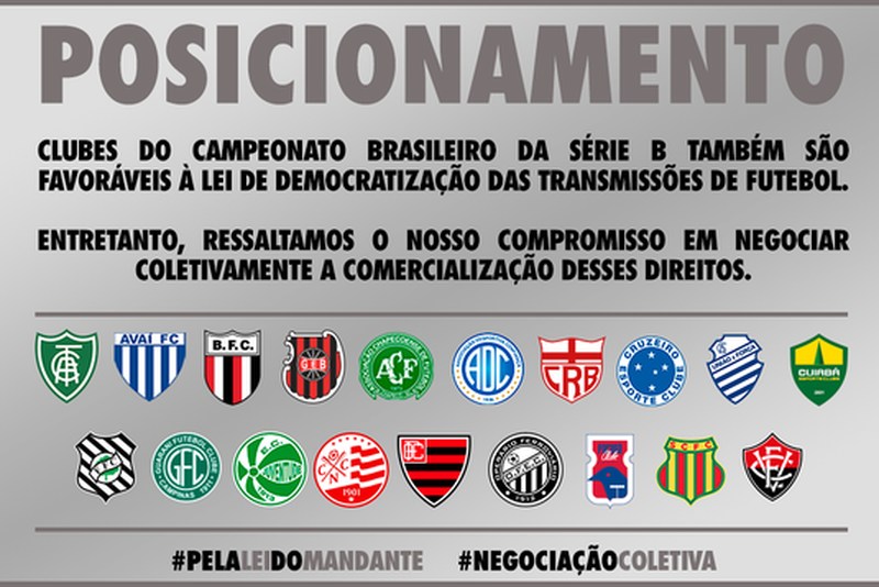 Dezenove clubes da série B se posicionaram em prol da MP, visando a democratização das transmissões futebolística no país. No entanto, ambas as equipes defendem a negociação coletiva desse direito. Apenas a Ponte Preta ainda não está no grupo que apoia a medida.