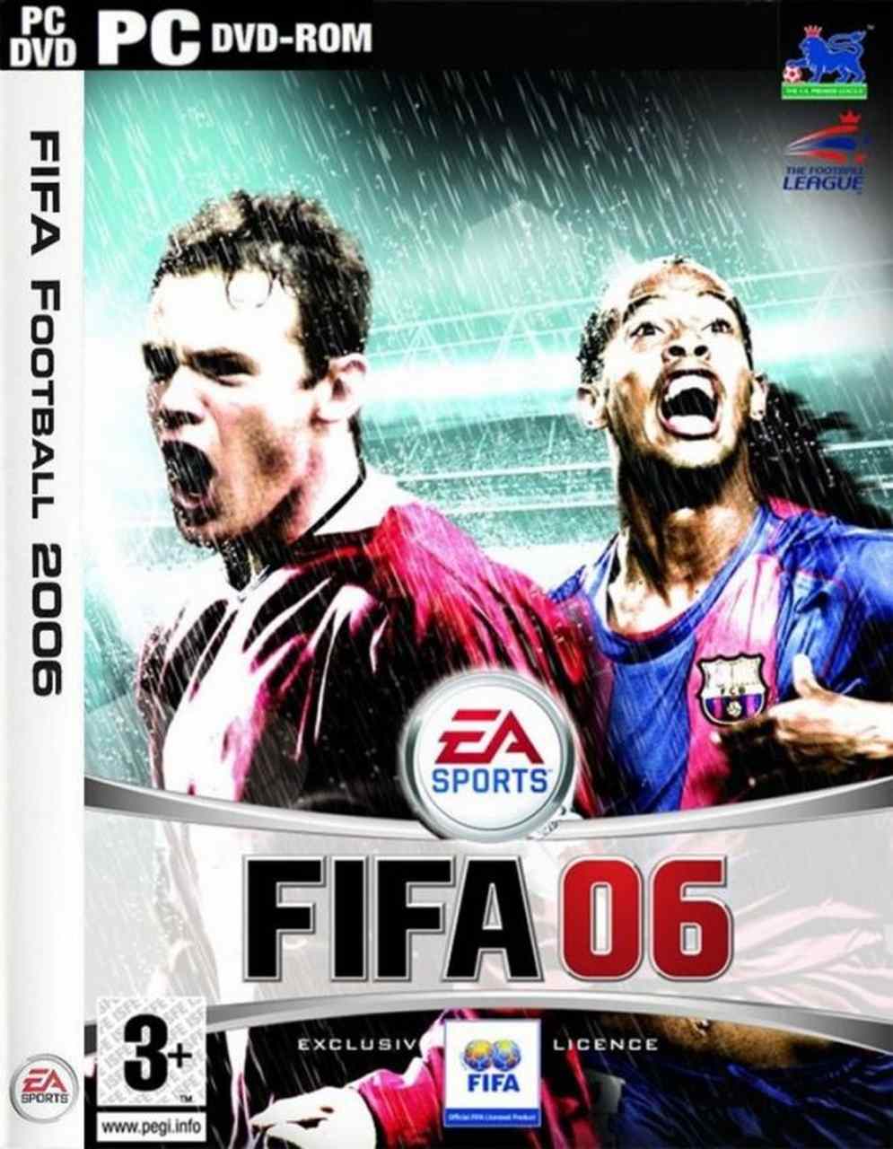 FIFA 06 -A capa do game trouxe o atacante inglês Wayne Rooney ao lado do meia brasileiro Ronaldinho Gaúcho na capa.