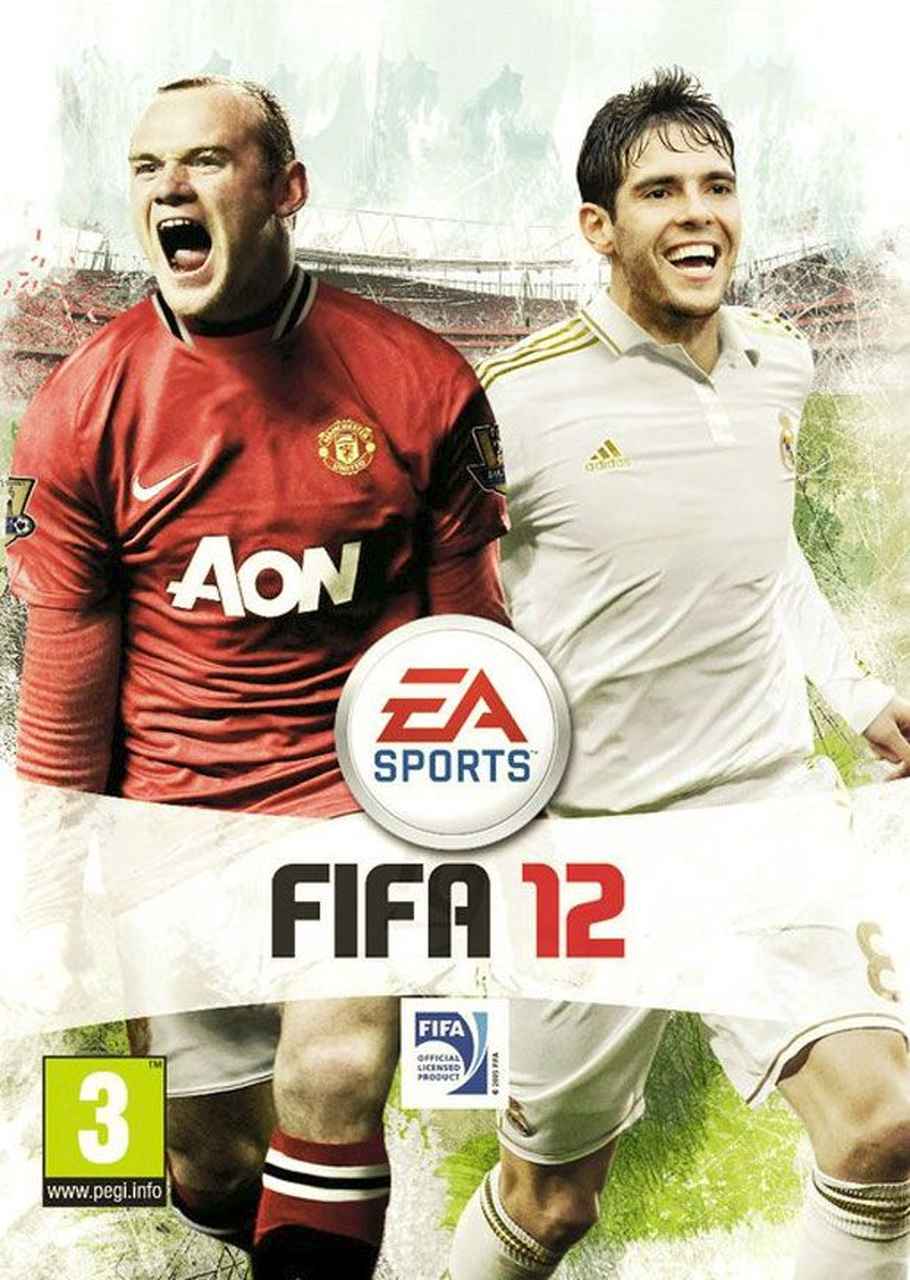 FIFA 12 - A capa do game trouxe Wayne Rooney pela sétima e última vez, novamente ao lado de Kaká. 