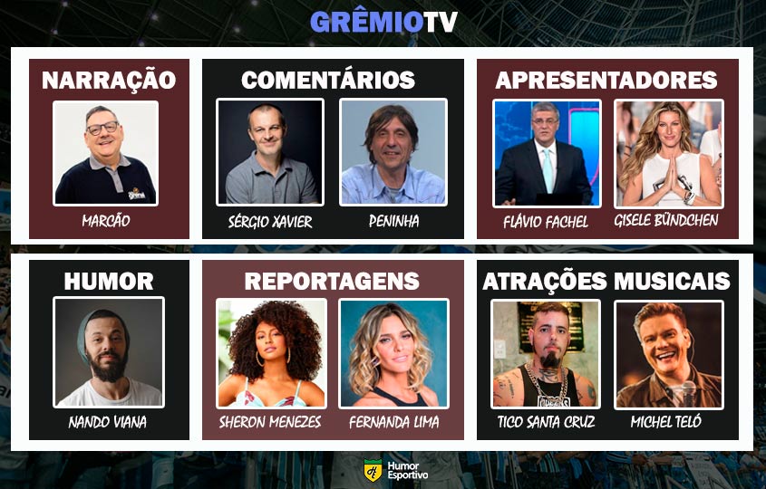 Transmissão na Grêmio TV somente com torcedores ilustres do clube