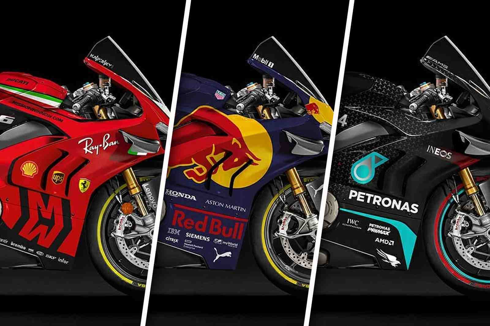 O artista do Instagram @ddl.design projetou a pintura atual das dez equipes do Mundial 2020 da Fórmula 1 nas motos da MotoGP. Como ficou esse cross entre as categorias? Veja agora os detalhes!