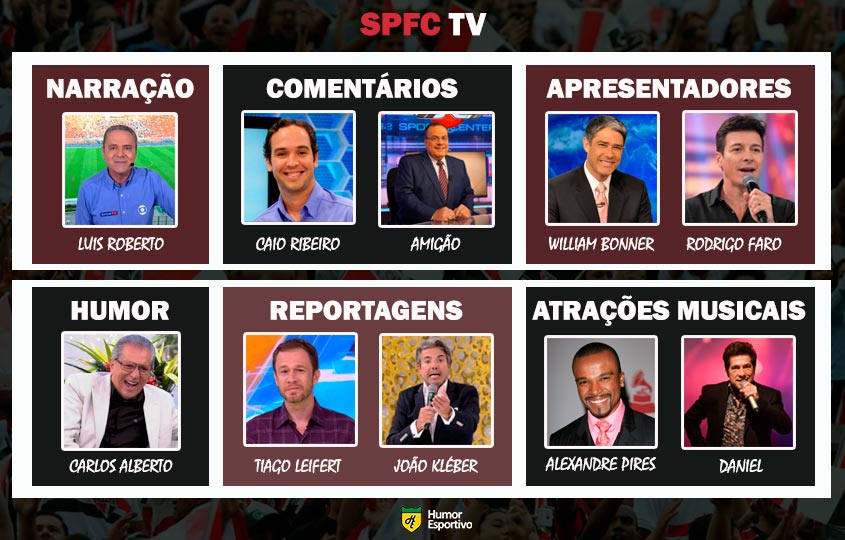 Transmissão na SPFC TV somente com torcedores ilustres do São Paulo