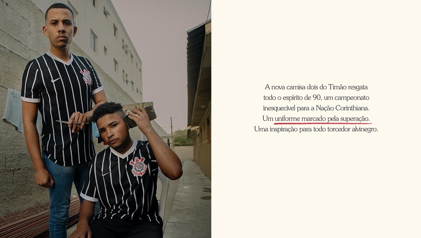 Imagem da campanha da Nike que utilizou torcedores comuns do Corinthians para divulgar o novo uniforme.