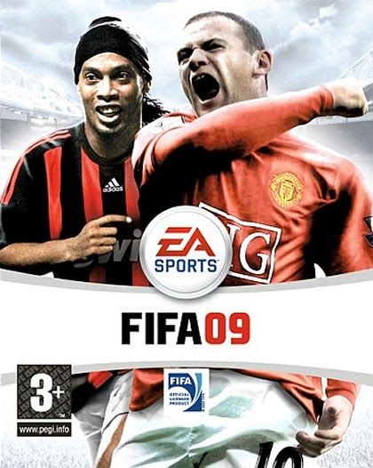 FIFA 09 - Pelo quarto e último ano, a dobradinha entre Wayne Rooney e Ronaldinho Gaúcho foi estampada na capa de FIFA.