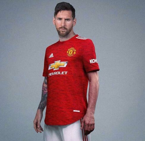 As montagens com Messi no Manchester United fizeram sucesso