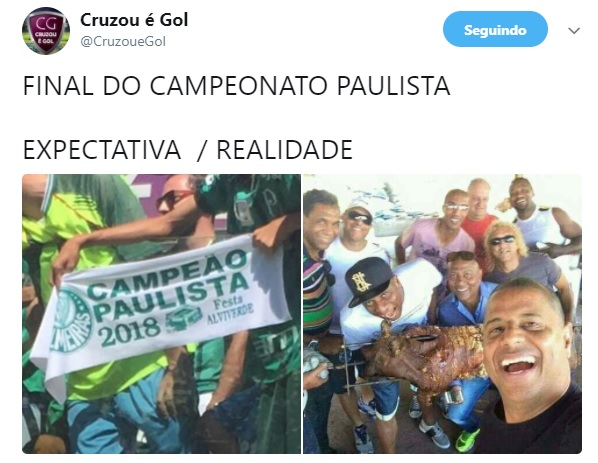 Zoeira Retrô: os memes da final do Paulistão entre Corinthians e Palmeiras, em 2018.