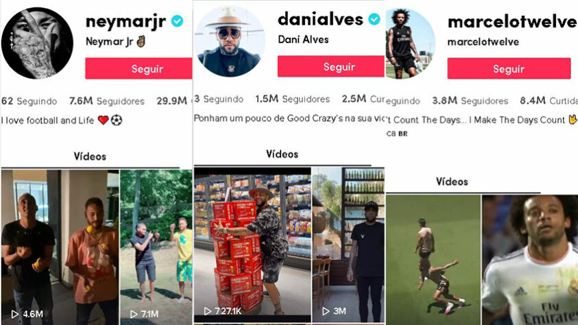 Um dos aplicativos mais utilizados no momento por jovens e pelos craques do futebol é o Tik Tok. Por isso, o LANCE! listou os principais perfis de jogadores no aplicativo.