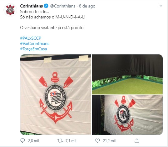 Antes da final do Campeonato Paulista, Palmeiras e Corinthians colecionaram provocações. No segundo jogo, o Corinthians estendeu uma bandeira do clube no vestiário dos visitantes e provocou nas redes sociais...