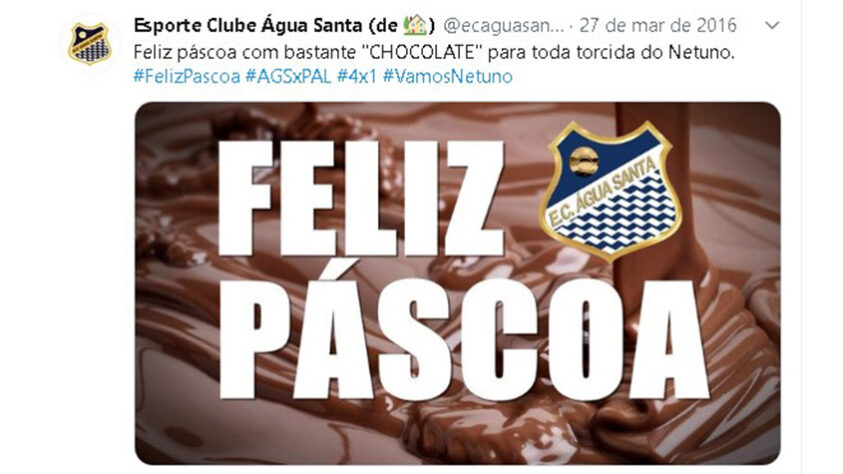 Não só isso, mas o clube também aprovou a data do domingo de páscoa para celebrar o dia de chocolate sobre o Palmeiras.
