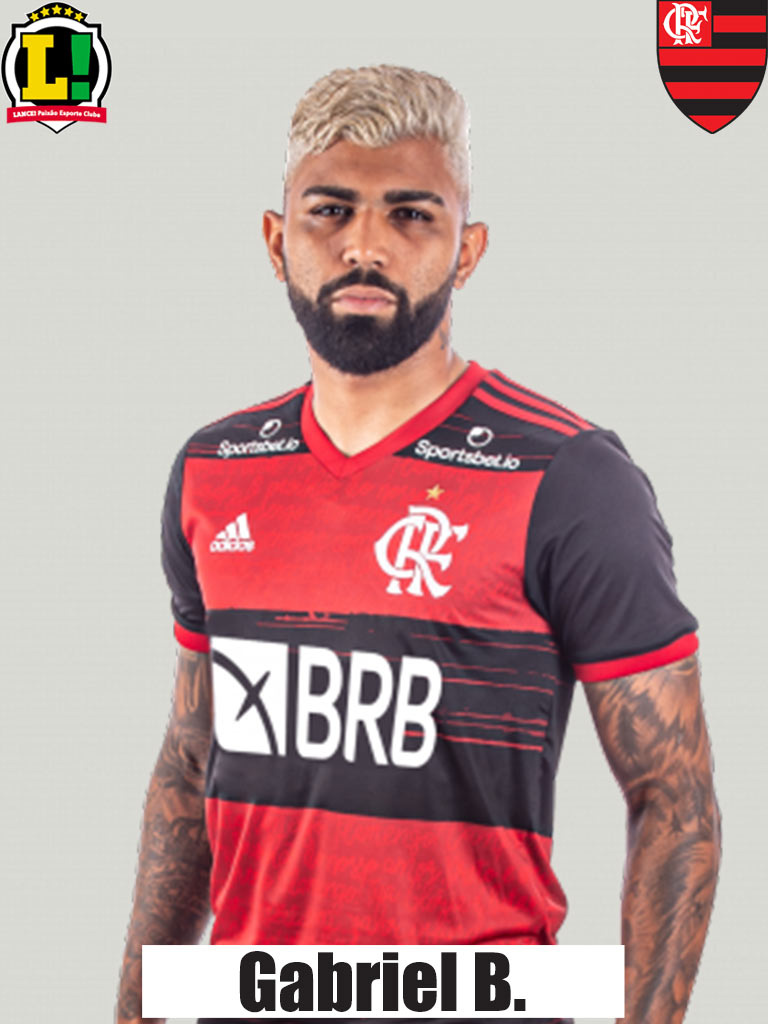 GABRIEL BARBOSA - 8,0 -  De volta ao time titular, Gabigol segue cumprindo seu papel: balançou a rede adversária pela quinta rodada consecutiva. Entre uma chance perdida e bons lances nos quais serviu os companheiros, justificou a sua importância no Flamengo.