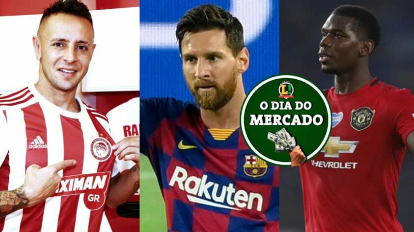 O domingo teve novidades no mercado da bola. O Olympiacos, da Grécia, apresentou o lateral-direito Rafinha, a Juventus passou a monitorar a situação de Lionel Messi e o agente de Paul Pogba declarou que o meia está perto da renovação com o Manchester United. Confira essas e outras notícias do vaivém.