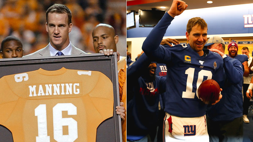 Em seus tempos de atleta, Payton e Eli Manning também mostraram um talento de família no futebol americano.