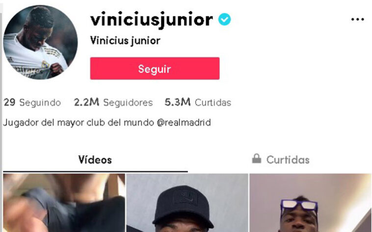 Atacante do Real Madrid e cria do Flamengo, Vinicius Junior é mais um adepto do aplicativo. Vinicius sempre participa de correntes, faz dancinhas e mostra sua habilidade com a bola.